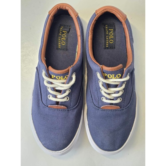 POLO Ralph Lauren Vaughn Men's Shoes Size 5 EU 37 Navy Blue Canvas Boat Sneakers - Picture 7 of 12